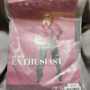 Bunny Enthusiast Mens Halloween Costume Red Robe Large Hauntlook Hugh Hefner